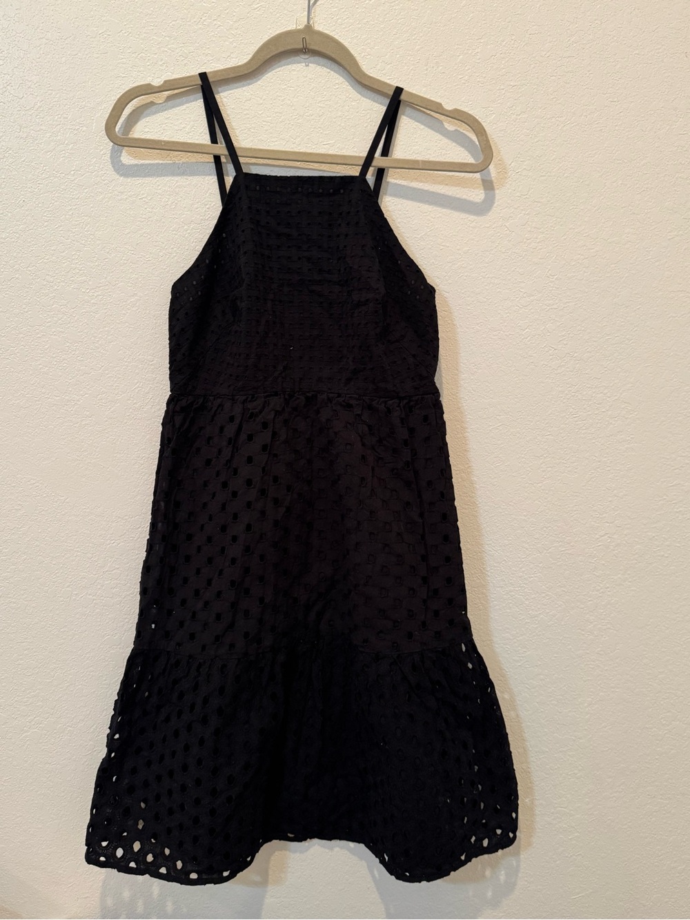 LOFT Black Eyelet Midi Dress Size Medium